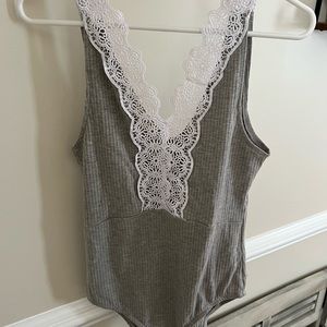 Lace Neckline Body Suit